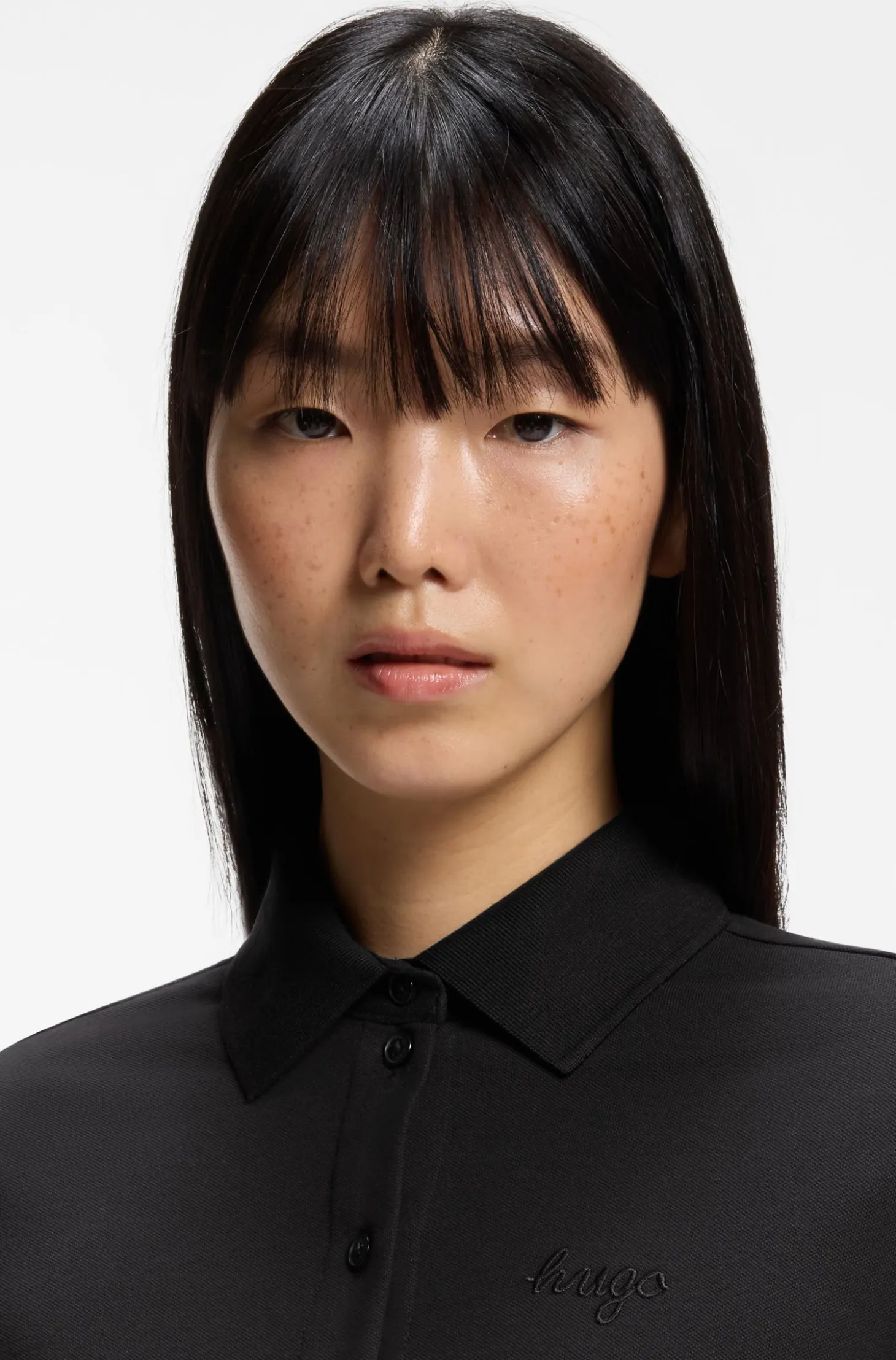 Slim-fit polo top in stretch cotton