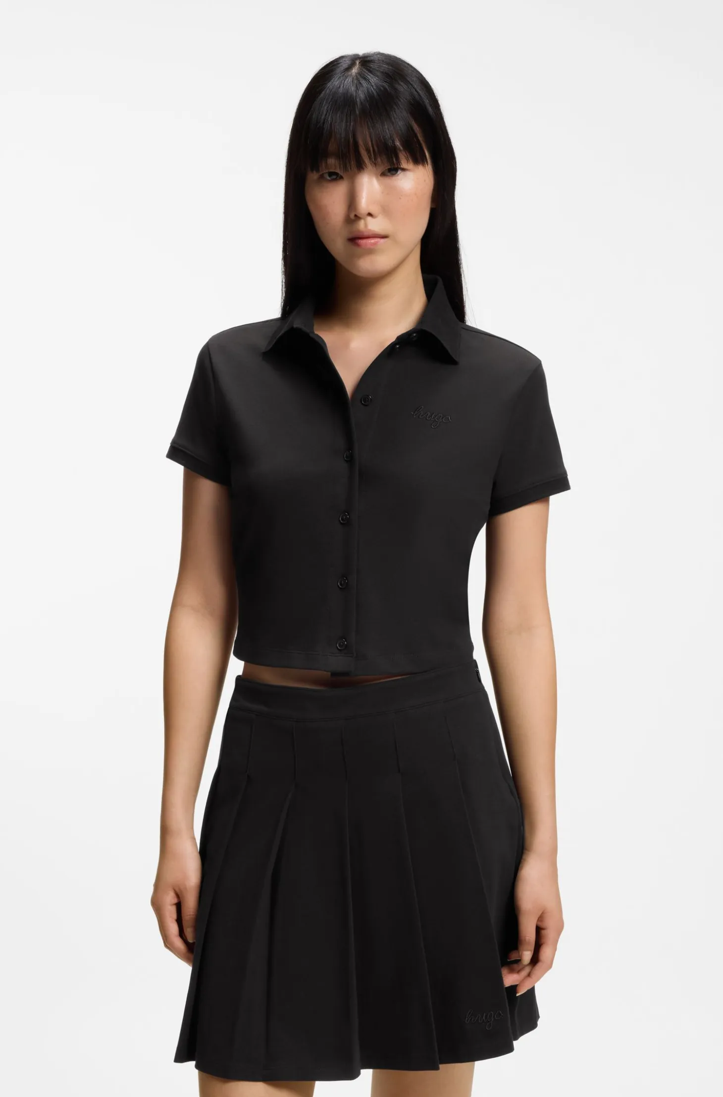 Slim-fit polo top in stretch cotton