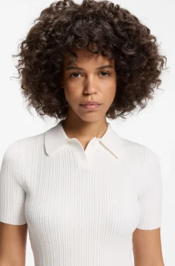 Slim-fit ribbed sweater with polo collar