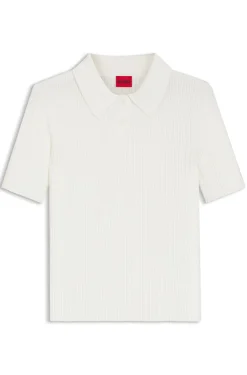 Slim-fit ribbed sweater with polo collar