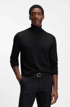 Slim-fit rollneck sweater in extra-fine merino wool