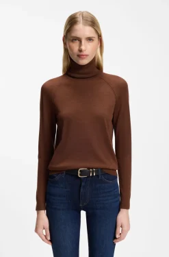 Slim-fit rollneck sweater in extra-fine merino wool