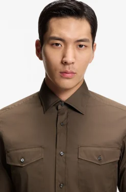 Slim-fit shirt in an Italian-made cotton blend