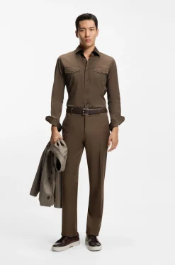 Slim-fit shirt in an Italian-made cotton blend