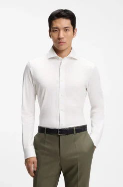 Slim-fit shirt in an Italian-made cotton blend