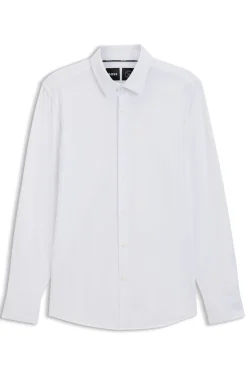Slim-fit shirt in a performance-stretch cotton blend