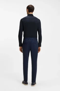 Slim-fit shirt in a performance-stretch cotton blend