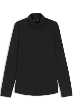 Slim-fit shirt in a performance-stretch cotton blend
