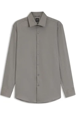 Slim-fit shirt in a thermoregulating structured cotton blend