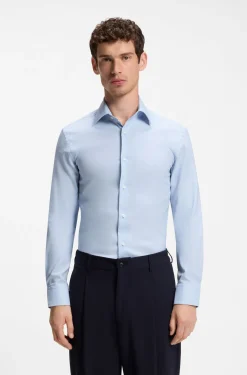 Slim-fit shirt in a thermoregulating structured cotton blend