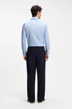 Slim-fit shirt in a thermoregulating structured cotton blend