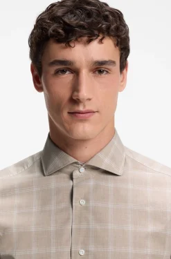Slim-fit shirt in checked Italian-made cotton