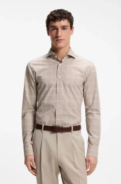 Slim-fit shirt in checked Italian-made cotton