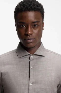Slim-fit shirt in cotton and linen
