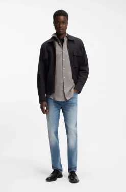 Slim-fit shirt in cotton and linen