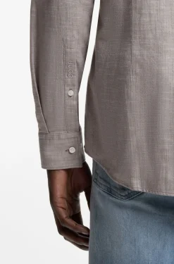 Slim-fit shirt in cotton and linen