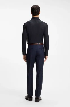 Slim-fit shirt in cotton-blend stretch poplin
