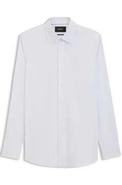 Slim-fit shirt in cotton-blend stretch poplin