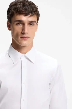 Slim-fit shirt in cotton-blend stretch poplin