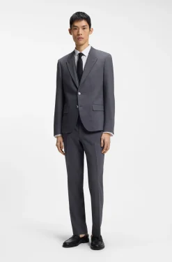 Slim-fit shirt in cotton-blend poplin