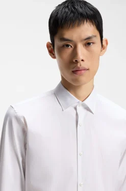 Slim-fit shirt in cotton-blend poplin