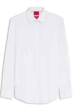 Slim-fit shirt in cotton-blend poplin
