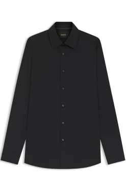 Slim-fit shirt in cotton-blend stretch poplin