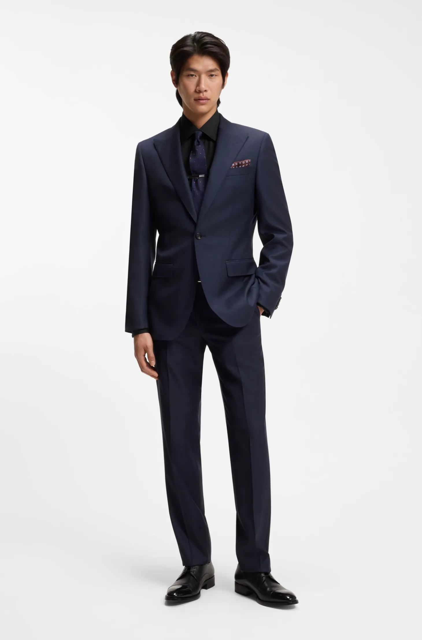 Slim-fit shirt in cotton-blend stretch poplin