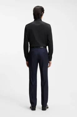 Slim-fit shirt in cotton-blend stretch poplin