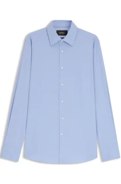 Slim-fit shirt in cotton-blend stretch poplin