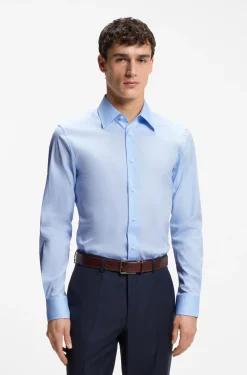 Slim-fit shirt in cotton-blend stretch poplin
