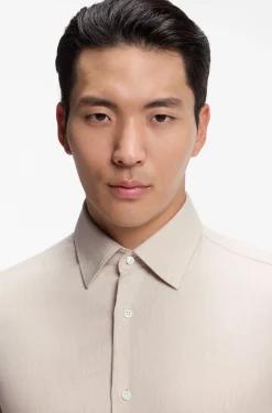 Slim-fit shirt in cotton-blend flannel