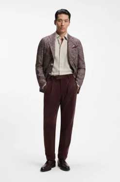 Slim-fit shirt in cotton-blend flannel