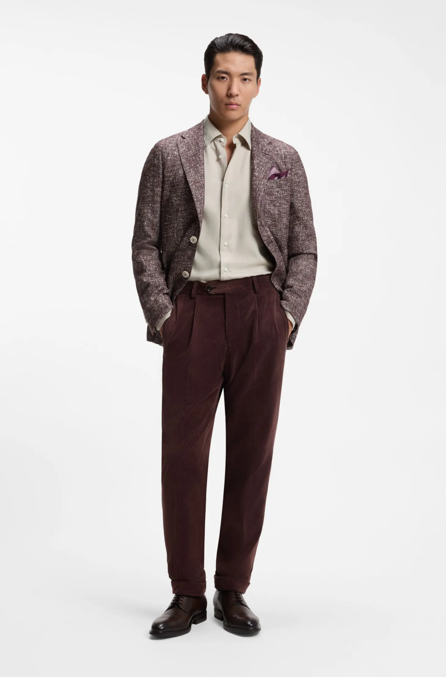 Slim-fit shirt in cotton-blend flannel
