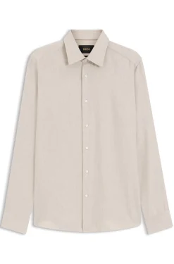 Slim-fit shirt in cotton-blend flannel