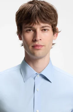 Slim-fit shirt in cotton-blend poplin