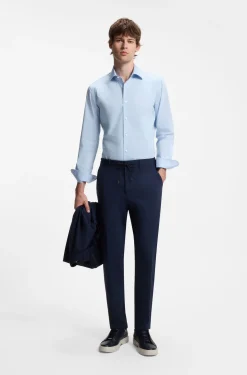 Slim-fit shirt in cotton-blend poplin