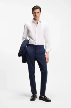 Slim-fit shirt in cotton-blend poplin