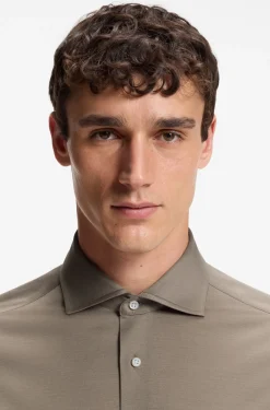Slim-fit shirt in cotton jersey
