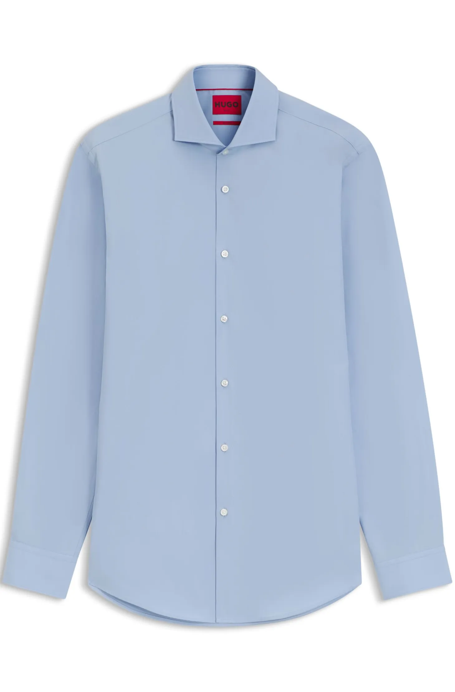 Slim-fit shirt in cotton with spread collar