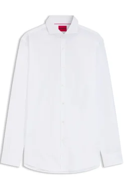 Slim-fit shirt in cotton with spread collar