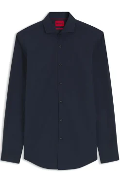 Slim-fit shirt in cotton with spread collar