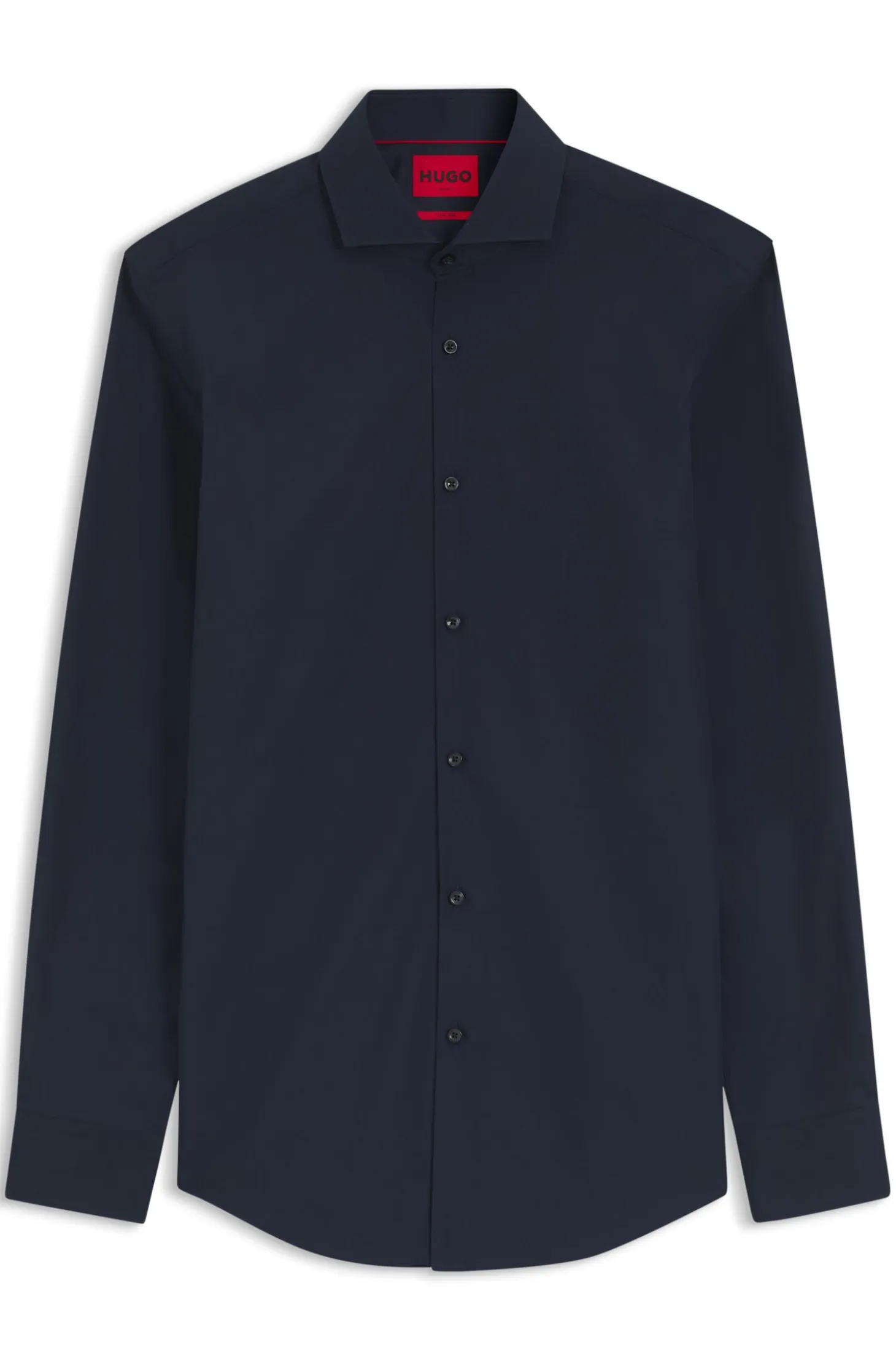 Slim-fit shirt in cotton with spread collar