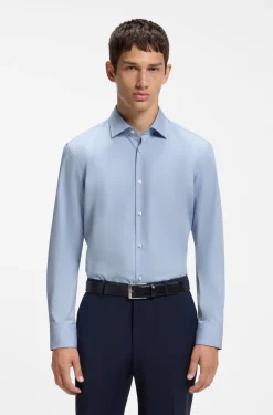 Slim-fit shirt in easy-iron cotton poplin