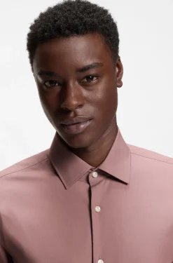 Slim-fit shirt in easy-iron cotton poplin