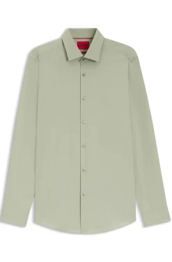 Slim-fit shirt in easy-iron cotton poplin