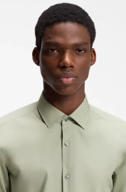 Slim-fit shirt in easy-iron cotton poplin