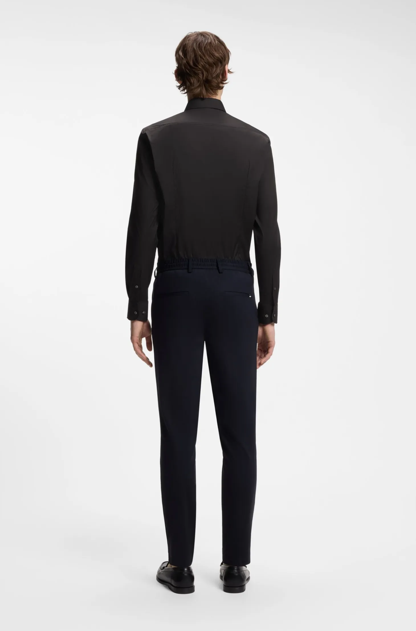 Slim-fit shirt in easy-iron cotton-blend poplin