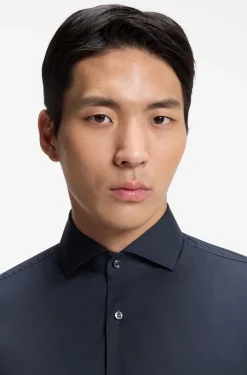 Slim-fit shirt in easy-iron cotton-blend poplin