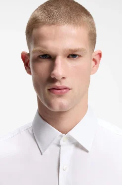 Slim-fit shirt in easy-iron cotton poplin